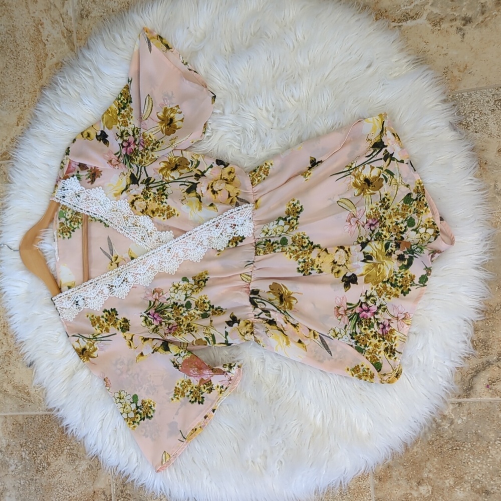 Pink floral romper